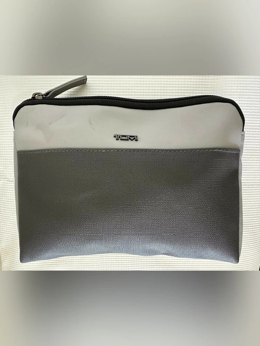 Tumi For Delta Soft Zippered Travel Toiletry Pouch Case Only Grey Two Tone